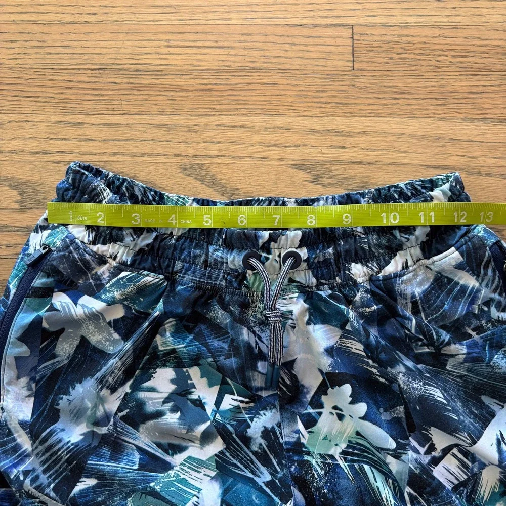 Athleta‎ Girl Shorts XL 14 Blue Abstract Print Athletic Running Gym Drawstring